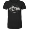 Bio Barsch T-Shirt für Angler in schwarz mit handgezeichnetem Barsch Aufdruck. Ein tolles Geschenk für Raubfisch Angler. Barsch Shirts für Angler hier bestellen.