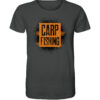 Bio T-Shirt für Karpfenangler: anthrazitfarbenes Carpfishing sprayed Bio Carp Shirt für Angler.