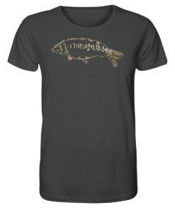 Bio Zeilenkarpfen Shirt für Karpfenangler: anthrazitfarbenes Karpfen Shirt für Angler. Ein tolles Angler Geschenk.