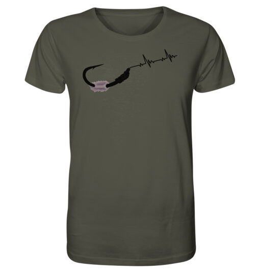 Bio Karpfen Shirt für Karpfenangler: olivgrünes Carp Shirt für Angler. Ein tolles Angler Geschenk.