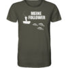 Lustiges Angler T-Shirt für Karpfenangler: olivgrünes Bio T-Shirt für Angler mit lustigem Druck: Meine Follower Brassen! Ein lustiges Geschenk für Angler.