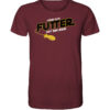 Lustiges Karpfen T-Shirt für Karpfenangler: burgundrotes Bio T-Shirt für Angler mit lustigem Druck: Möge das Futter mit dir sein - Spod Edition! Ein lustiges Geschenk für Angler.