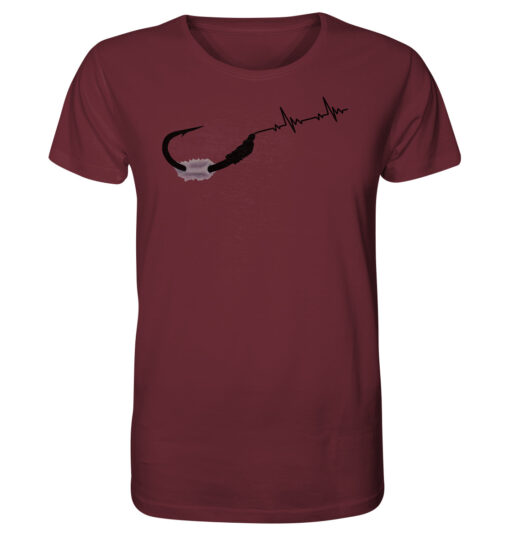 Bio Karpfen Shirt für Karpfenangler: burgund-rotes Carp Shirt für Angler. Ein tolles Angler Geschenk.