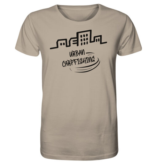 Bio Urban Carpfishing City Shirt für Karpfenangler: hellbraunes Karpfen T-Shirt für Angler. Ein tolles Geschenk für Angler.