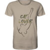 Bio Catfish Lover Wels T-Shirt für Welsangler in sandbraun mit Welsdesign und Schriftzug. Ein tolles Geschenk für Wels Angler. Wels Shirts für Angler.