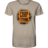 Bio T-Shirt für Karpfenangler: sandfarbenes Carpfishing sprayed Bio Carp Shirt für Angler.