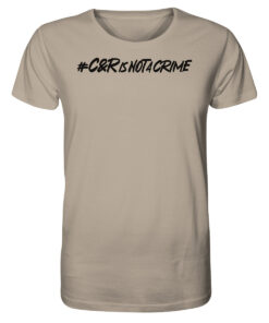 Bio T-Shirt für Karpfenangler: sandfarbenes Catch and release is not a crime Bio Carp Shirt für Angler.