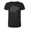 Perch line art: Bio Barsch T-Shirt für Angler in schwarz mit elegantem Barsch Motiv. Ein tolles Geschenk für Raubfisch Angler. Barsch Shirts für Angler hier bestellen.