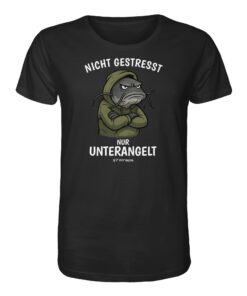 Nicht gestresst, nur unterangelt Wels T-Shirt für Welsangler: ein lustiges Wels Shirt für Angler mit Spruch in schwarz. Ein besonderes Waller T-Shirt und eine tolle Geschenkidee für Welsangler.