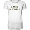 Karpfenangeln am Kanal: Weißes T-Shirt für Karpfenangler mit Canal Madness Aufdruck.