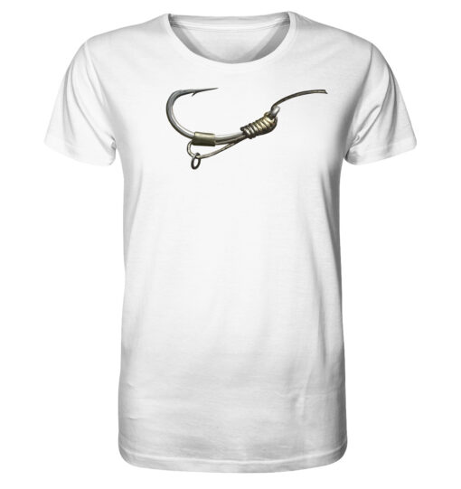 Bio Karpfen Shirt für Karpfenangler: weißes D-Rig Shirt für Angler. Ein tolles Angler Geschenk.