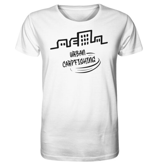 Bio Urban Carpfishing City Shirt für Karpfenangler: weißes Karpfen T-Shirt für Angler. Ein tolles Geschenk für Angler.