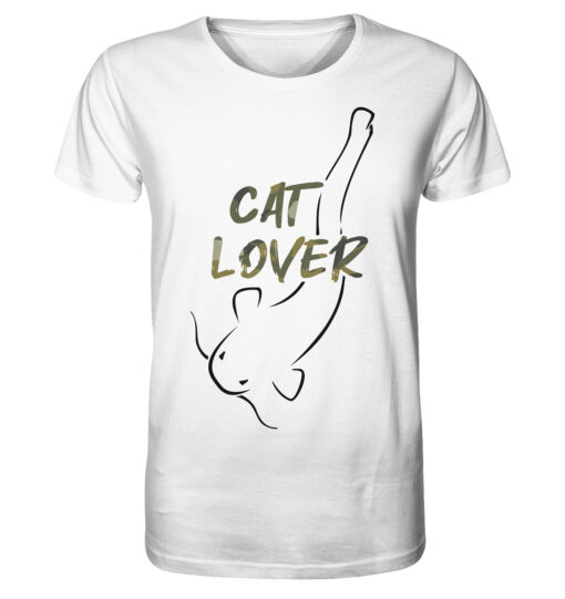 Bio Catfish Lover Wels T-Shirt für Welsangler in weiß mit Welsdesign und Schriftzug. Ein tolles Geschenk für Wels Angler. Wels Shirts für Angler.