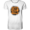 Bio T-Shirt für Karpfenangler: weißes Carpfishing sprayed Bio Carp Shirt für Angler.