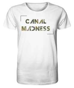 Karpfenangeln am Kanal: Weißes T-Shirt für Karpfenangler mit Canal Madness Aufdruck.
