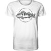 Bio Barsch T-Shirt für Angler in weiß mit handgezeichnetem Barsch Aufdruck. Ein tolles Geschenk für Raubfisch Angler. Barsch Shirts für Angler hier bestellen.