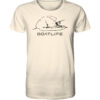 Karpfenangeln vom Boot: das Boatlife Karpfen Shirt für Karpfenangler. Ein tolles Geschenk für Angler. Bio Angler T-Shirt in Naturweiß bestellen.