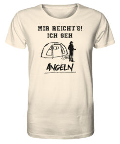 Mir reichts ich geh angeln! Lustiges Karpfen T-Shirt für Karpfenangler: naturweißes Bio T-Shirt für Angler mit lustigem Druck! Ein lustiges Geschenk für Angler.