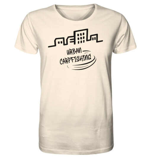 Bio Urban Carpfishing City Shirt für Karpfenangler: naturweißes Karpfen T-Shirt für Angler. Ein tolles Geschenk für Angler.